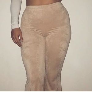 Faux suede nude pants